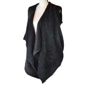 YANA K Black Faux Fur Shiloh Cardigan, Size Large Made in USA NEW